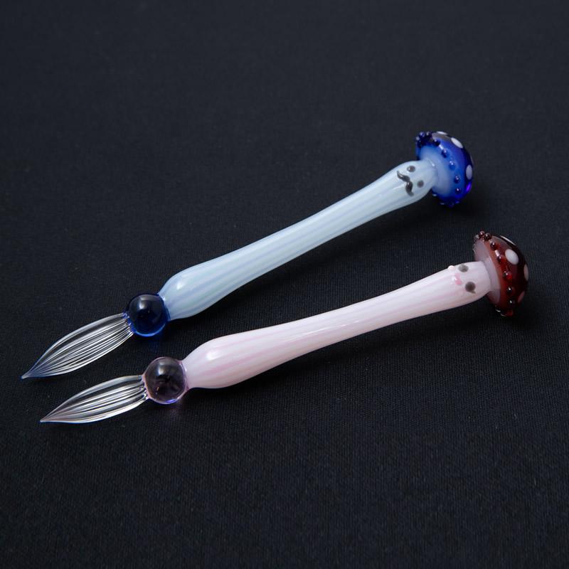 ガラスペン　きのこペン　パパン&ママン2本セット　グラスカオリア　※バラ売り不可 グラスカオリア ガラスペン きのこペン パパン/ママン : ナガサワ文具