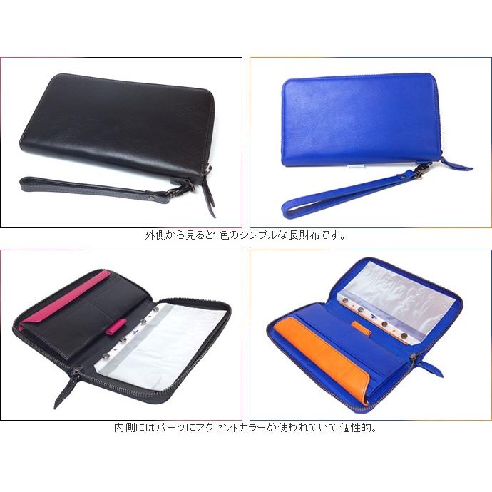 ASHFORD 本革 長札オーガナイザー 長財布+名刺ポケット ジッパータイプ