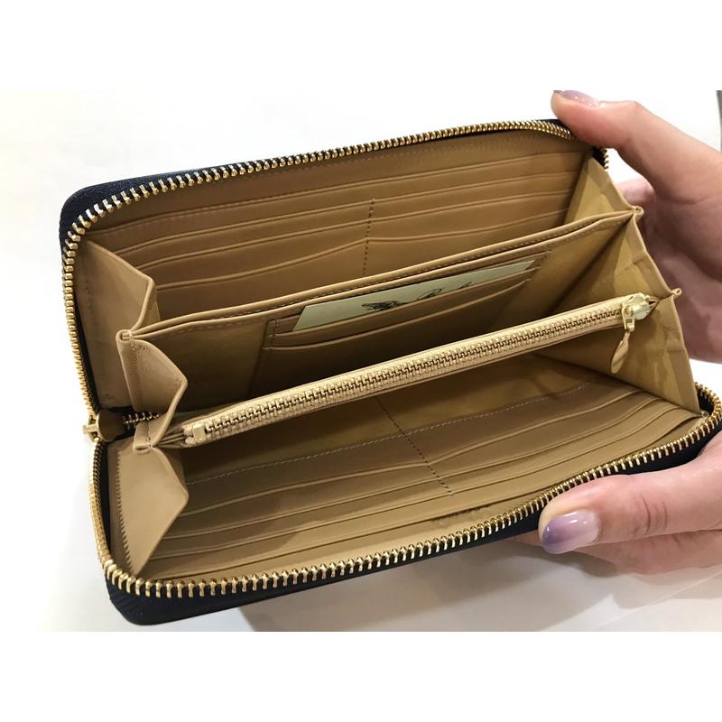 Brelio/ブレイリオ 長財布 本革 コードバン ラウンドジップ カード