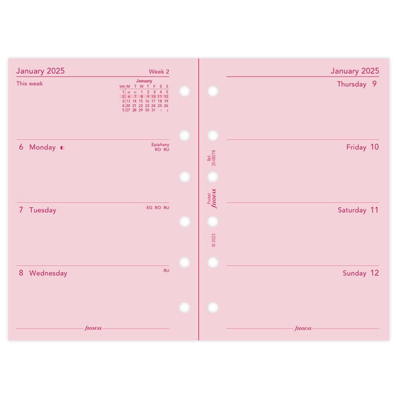FILOFAX 2025年 システム手帳リフィル ミニ6穴 見開き1週間 月-日