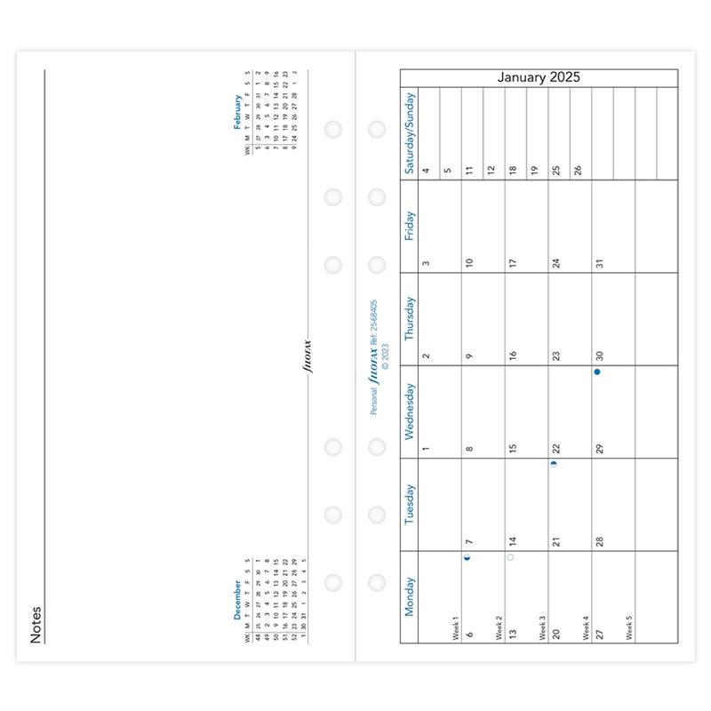FILOFAX 2025年 システム手帳リフィル バイブル 見開き1ヶ月（横