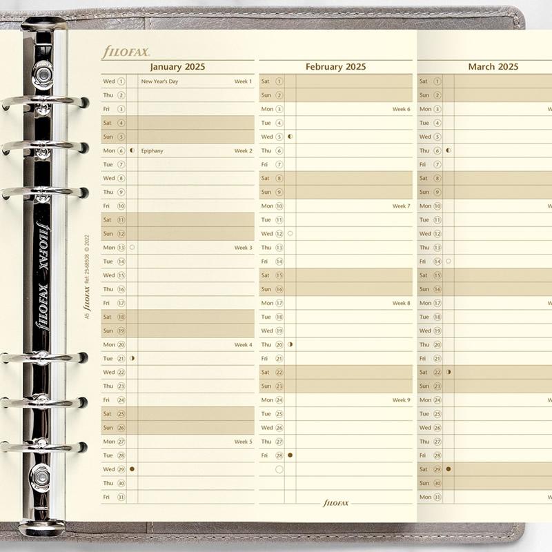 FILOFAX 2025年 システム手帳リフィル A5 バーチカルイヤープランナー