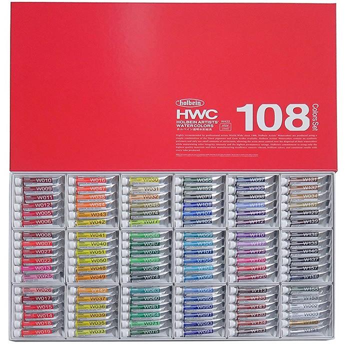 HOLBEIN 透明水彩 2号チューブ 全色（108色）セット W422 （ホルベイン