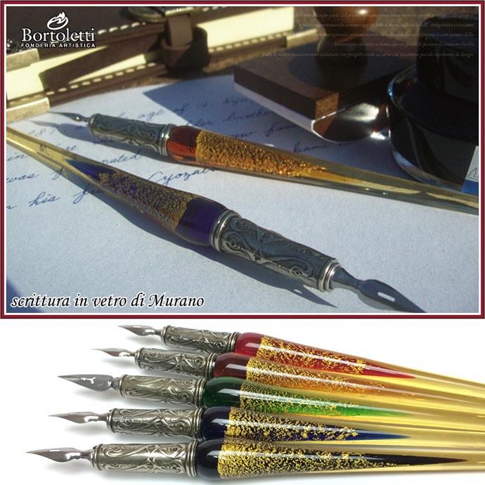 イタリア製】【ガラスペン軸】ボルトレッティ Bortoletti インク付き