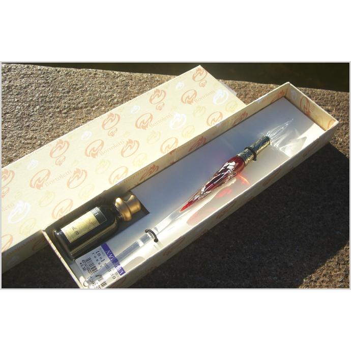 ガラスペン】【イタリア製】ボルトレッティ Bortoletti インク付き