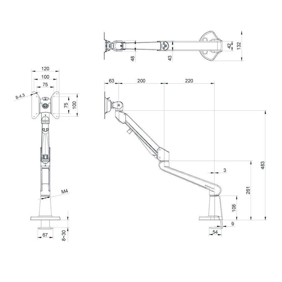 スウィング モニターアーム swing monitor arm ［BORDERLESS］カラー：ブラック 耐荷重3Kg~9kg VESA対応 ガス圧式 【沖縄・離島以外送料無料】｜ergohuman｜10