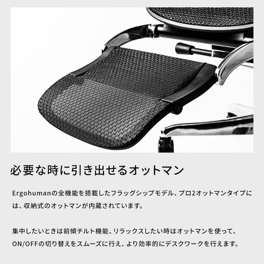 エルゴヒューマン プロ2 オットマン内蔵型 Ergohuman Pro2 ラチェット式オットマン /EGP2 【完成品】 | エルゴヒューマン | 08