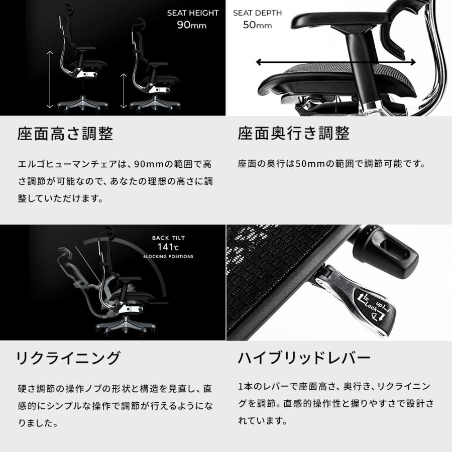 エルゴヒューマン エンジョイ2 ハイタイプ ergohuman enjoy2 High Type / ランバーサポート付 / ヘッドレスト有り 【完成品】 | エルゴヒューマン | 10