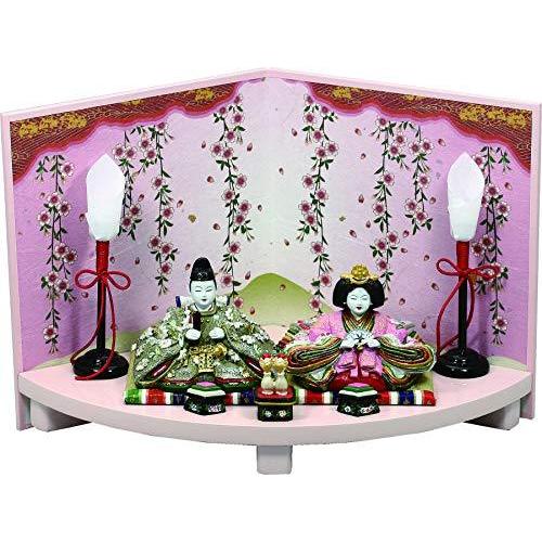 コンパクト 雛人形 ミニチュア 内裏雛若葉中扇台飾り和紙屏風 平飾り Bollywoodpapa Com