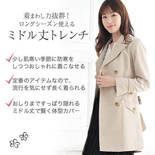 トレンチコート レディース スプリングコート トレンチ 春 ミドル丈 M L Ll 3l 4l 2127 1101 3l ブラック 超特価