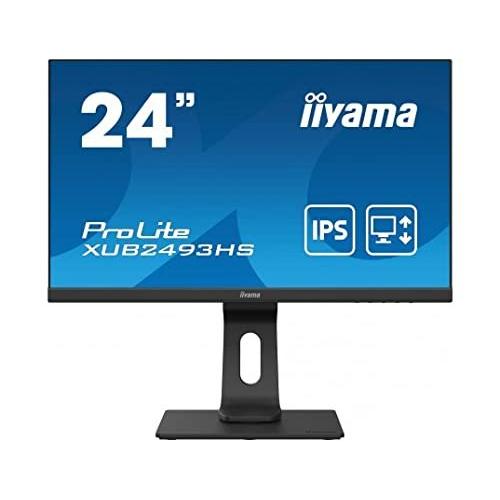 iiyama 23.8型フルHDモニター ディスプレイ IPS方式/非光沢/DisplayPort,HDMI,D-Sub 全ケーブル付/昇降スタンド/3年保証パネル バックライト含 XUB2493HS-B4