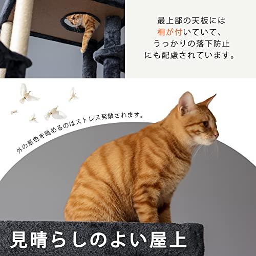 lifesia キャットタワー 猫タワー 据え置き 透明宇宙船 爪とぎ 猫ハウス ハンモック2つ付き 多頭飼い 頑丈耐久 大型猫 190cm 安定性 ダークグレー 283F キャットタワー 猫タワー 据え置き 透明宇宙船 爪とぎ 猫ハウス ハンモック2つ付き 多頭飼い 頑丈耐久 大型猫 190cm 安定性 ダークグレー ペット用品