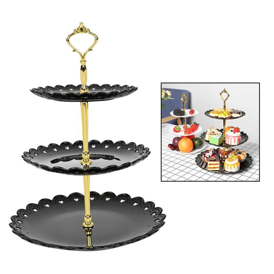 ブラック 3層デザートカップケーキスタンド 3層カップケーキスタンドプラスチックデザートタワー｜eriistore｜02