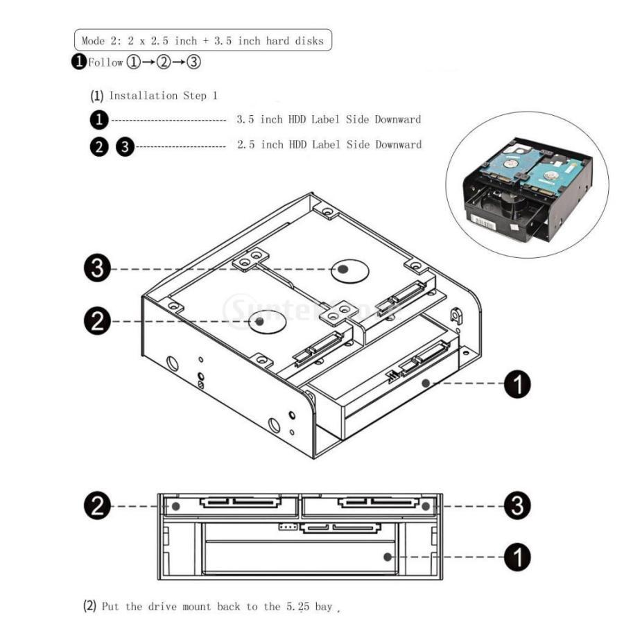 ハード ドライブ→5.25インチフロントベイ HDD マウント ブラケット 3.5インチ/ 2.5インチ 耐久性｜eriistore｜12