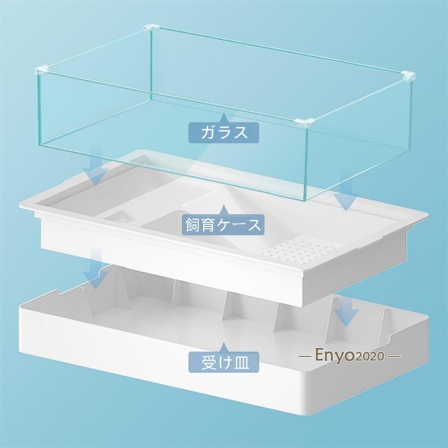 亀の水槽 ガラス タートルタンク 大きい 亀 広い 飼育ケース カメの家 見やすい オープン型 水替え便利 沈殿 パーツ分解 ズレにくい さりげなくインテリア｜eriistore｜09