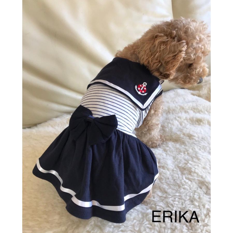 新商品 かわいい 犬服・マリンボーダーＴシャツ・ワンピース｜erika｜03