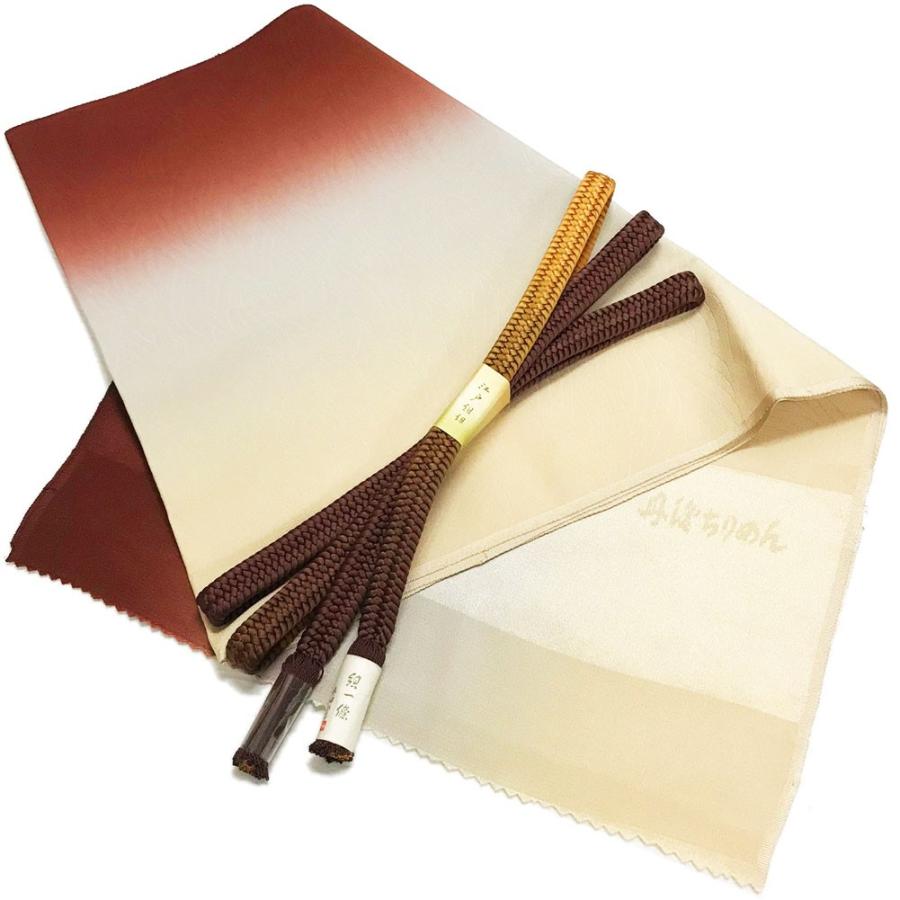 着物 兵児帯 帯締め 帯揚げ 4点 セット スエード調 小紋 袷 Mサイズ