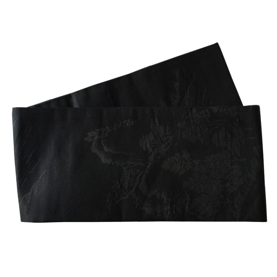 喪服用 付け帯 No 55 黒 風景文様 西陣織 お太鼓結び 作り帯 黒共帯 法事 葬式 絹軽装帯 宅配便 Kurotomo 55 きものshop 衿子 通販 Yahoo ショッピング