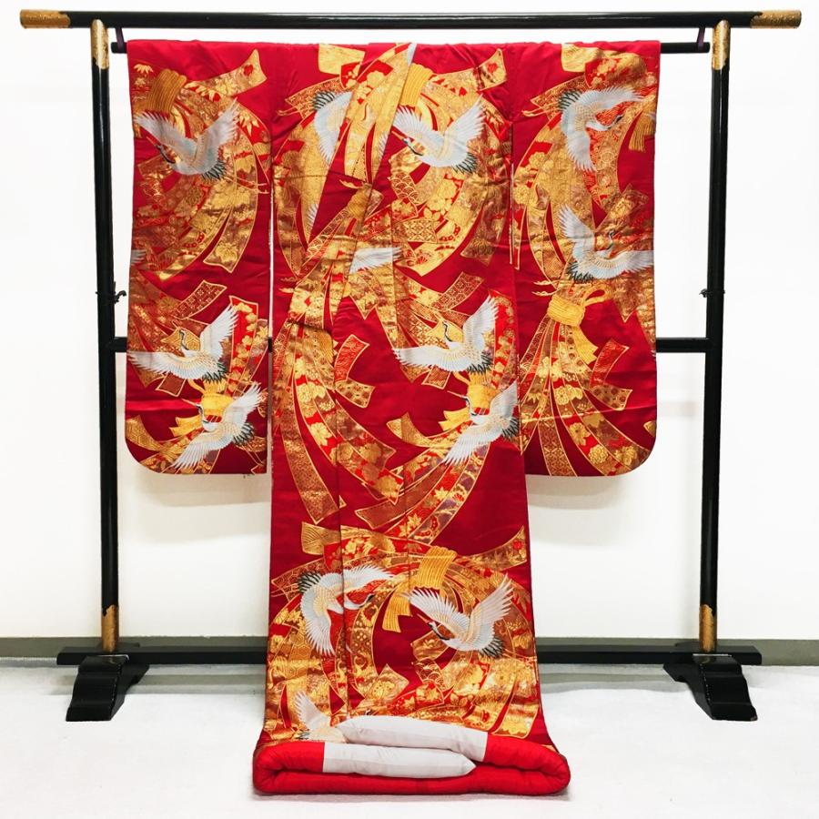 色打掛 中古 No 1046 赤 金 ゴールド 束ね熨斗柄 ウエディング ブライダル 結婚式 婚礼 花嫁衣裳 Used リサイクル リユース 宅配便 Used 1046 きものshop 衿子 通販 Yahoo ショッピング
