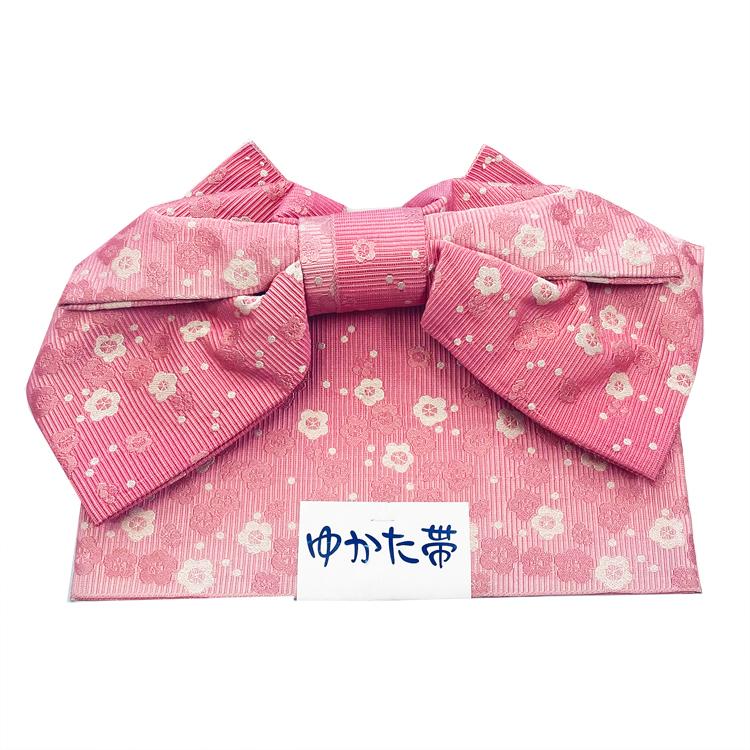 浴衣 作り帯 セット 女性用 No.23 生成 花柄 ピンク 梅柄 2点セット