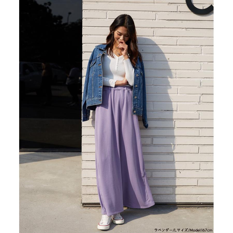 裏起毛ロングスカート 秋 冬 暖かい 裏ファー 裏ボア 暖か履き心地抜群マキシスカート スウェット 防寒 あったか 無地 レディース 162520 |  | 05