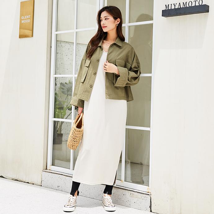 ショート丈ミリタリージャケット ジャケット レディース ミリタリージャケット 春 秋 冬 長袖 上品 ゆったり 襟抜き アウター 162526 |  | 18