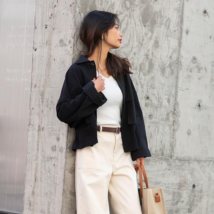 ショート丈ミリタリージャケット ジャケット レディース ミリタリージャケット 春 秋 冬 長袖 上品 ゆったり 襟抜き アウター 162526 |  | 03