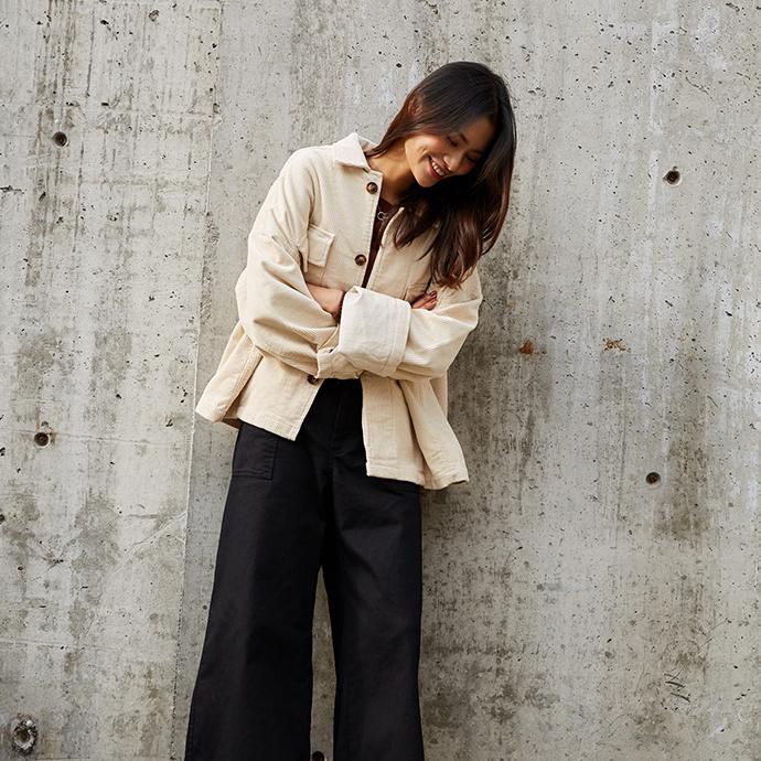 高品質 コーデュロイ ジャケット レディース アウター ワイドな袖 おしゃれ 大人 カジュアル 抜き襟 着痩せ 春 秋 冬 ポケット付き オーバーサイズ Cu エリモデストア 通販 Yahoo ショッピング