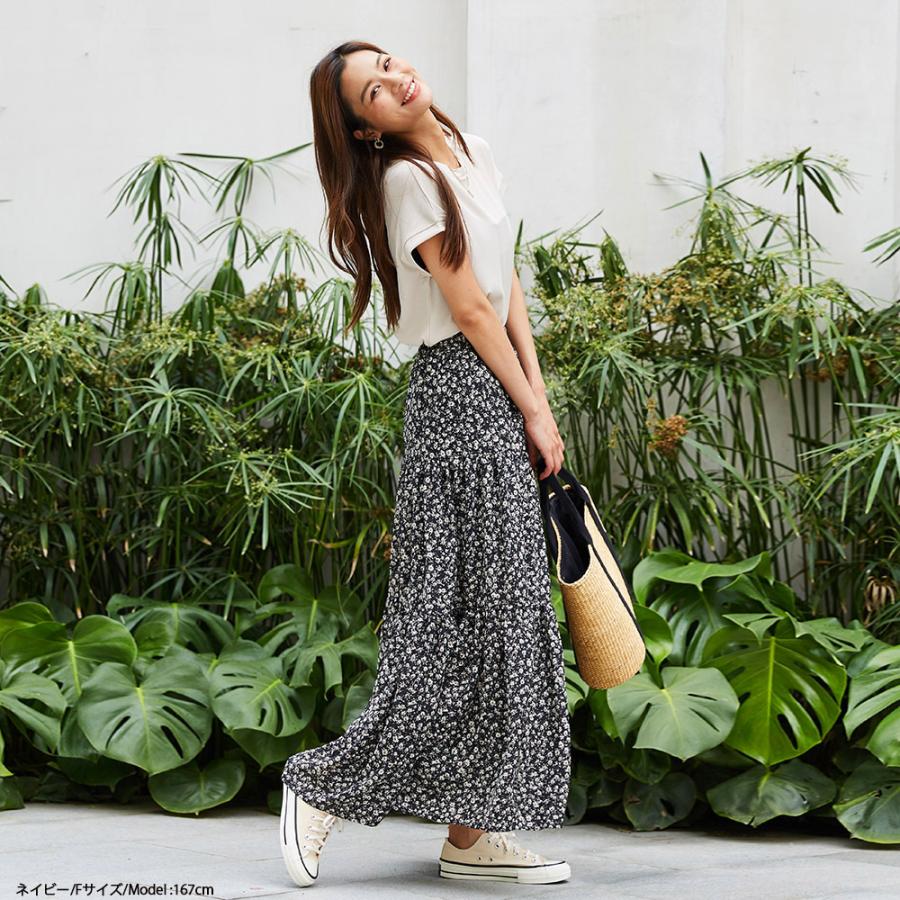 花柄 シフォン ロングスカート 秋 スカート ロング丈スカート オールシーズン フレアスカート スエード調ティアードスカート 162536 |  | 15