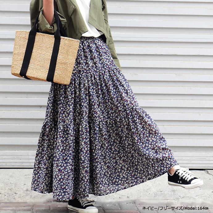 花柄 シフォン ロングスカート 秋 スカート ロング丈スカート オールシーズン フレアスカート スエード調ティアードスカート 162536 |  | 17