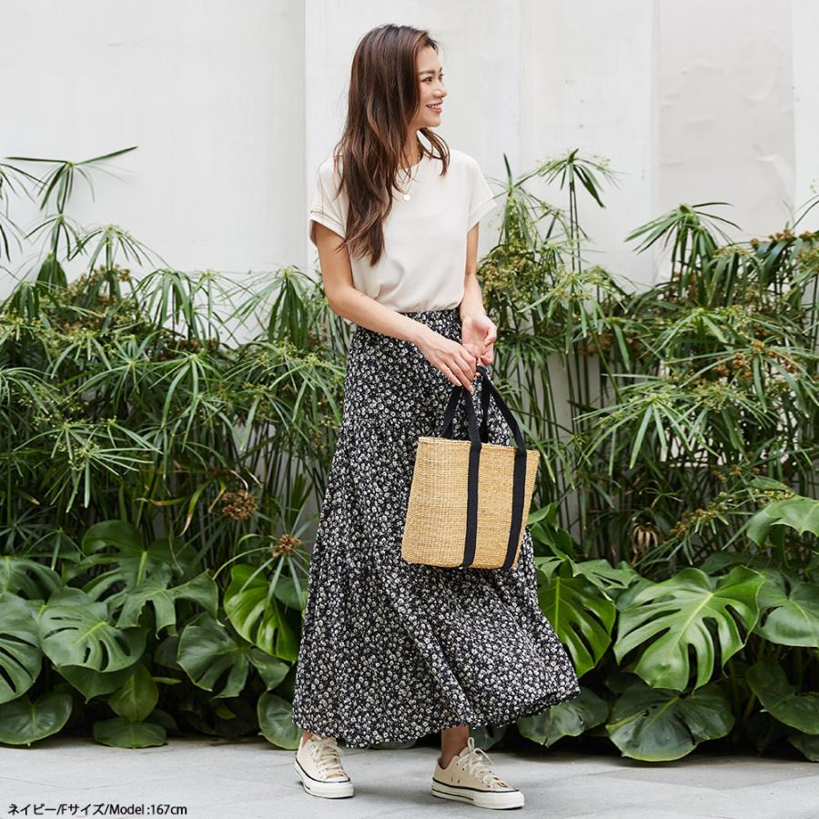 花柄 シフォン ロングスカート 秋 スカート ロング丈スカート オールシーズン フレアスカート スエード調ティアードスカート 162536 |  | 03