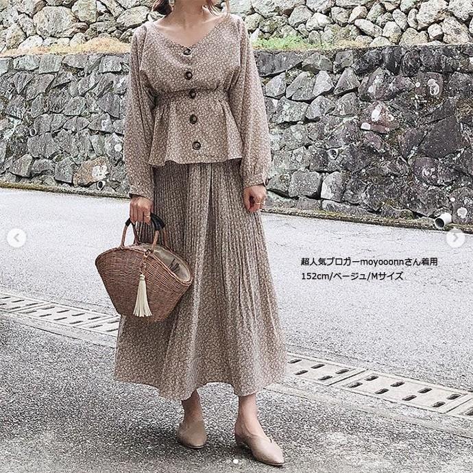 ナチュラル 上品 花柄プリーツスカート プリーツロングスカート プリーツスカート 花柄 ウエストゴム レディース スカート M L 162540 |  | 13