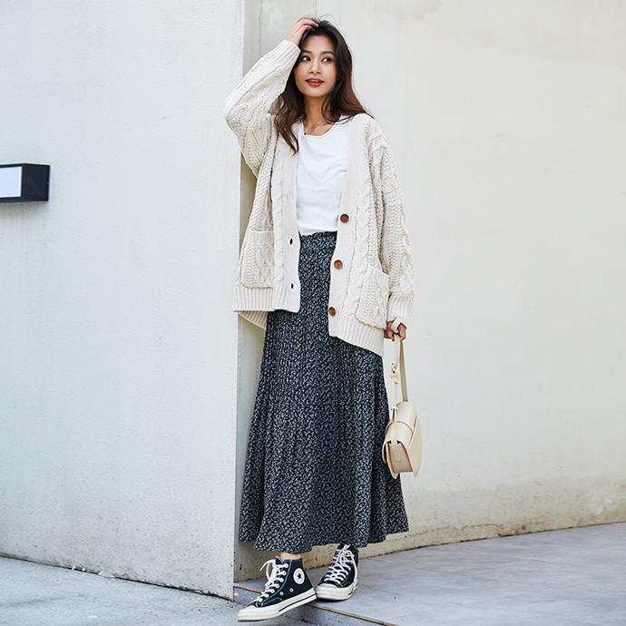 ナチュラル 上品 花柄プリーツスカート プリーツロングスカート プリーツスカート 花柄 ウエストゴム レディース スカート M L 162540 |  | 16