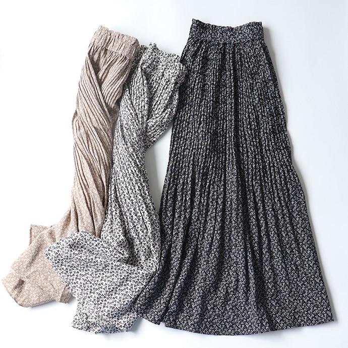 ナチュラル 上品 花柄プリーツスカート プリーツロングスカート プリーツスカート 花柄 ウエストゴム レディース スカート M L 162540 |  | 07