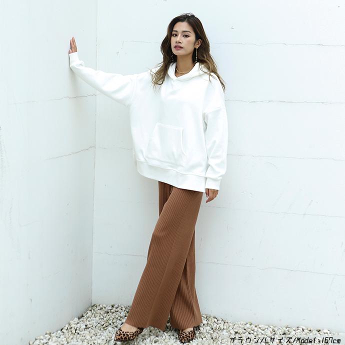 リブニット スリット ワイトパンツ ニット リブニットパンツ ワイド ストレッチ リブ編み ウエストゴム ボトムス レディース 162557 |  | 20