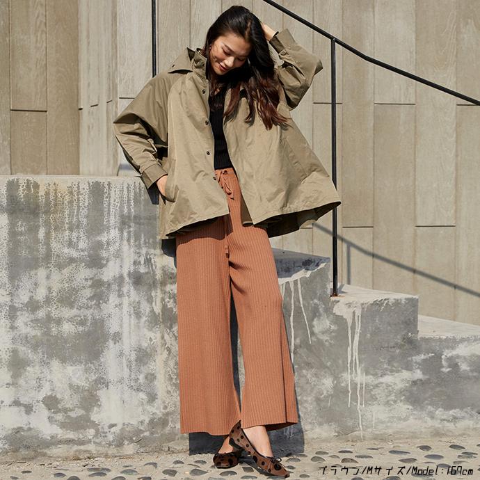 リブニット スリット ワイトパンツ ニット リブニットパンツ ワイド ストレッチ リブ編み ウエストゴム ボトムス レディース 162557 |  | 03