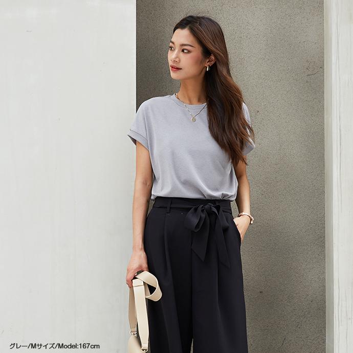 話題の神T Tシャツ リラックスフレンチスリーブT 半袖 tシャツ レディース Uネック トップス 半袖 体型カバー クルーネック 162591 |  | 12