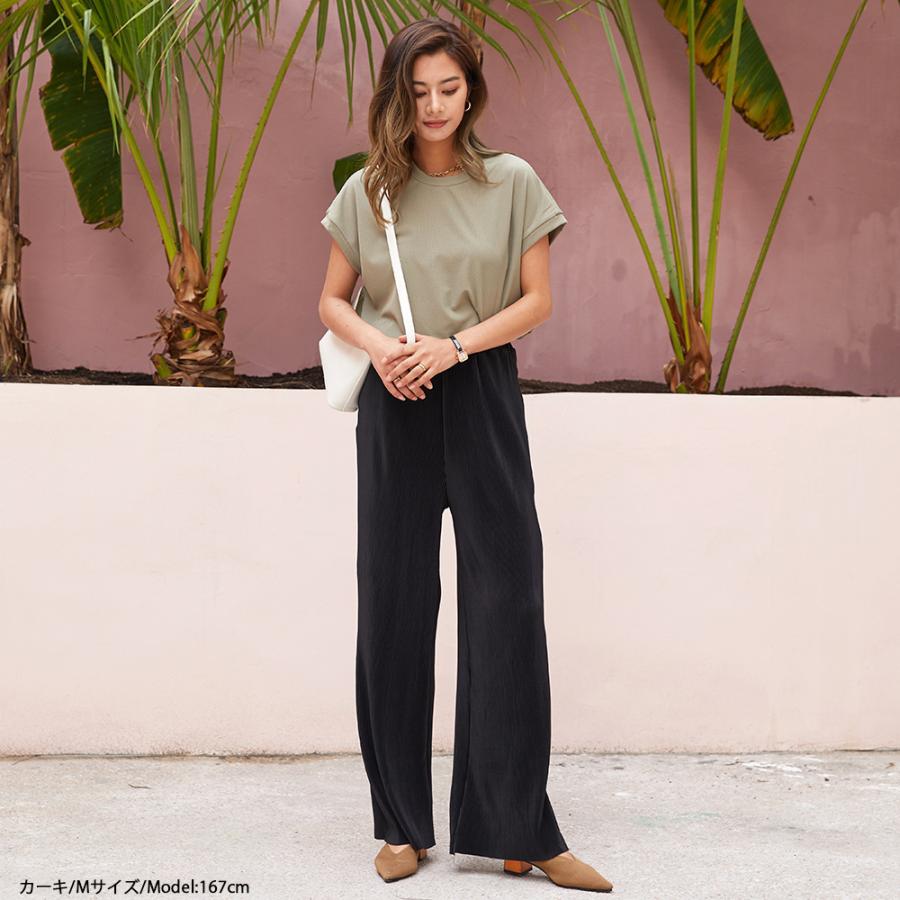 話題の神T Tシャツ リラックスフレンチスリーブT 半袖 tシャツ レディース Uネック トップス 半袖 体型カバー クルーネック 162591 |  | 05