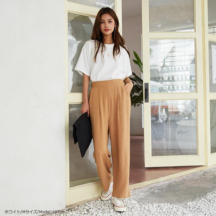 定番 吸汗 半袖 Tシャツ サイトスリット  無地 クルーネック トップス UVカット 体型カバー レディース 綿 無地Tシャツ 半袖Tシャツ 162592 |  | 11