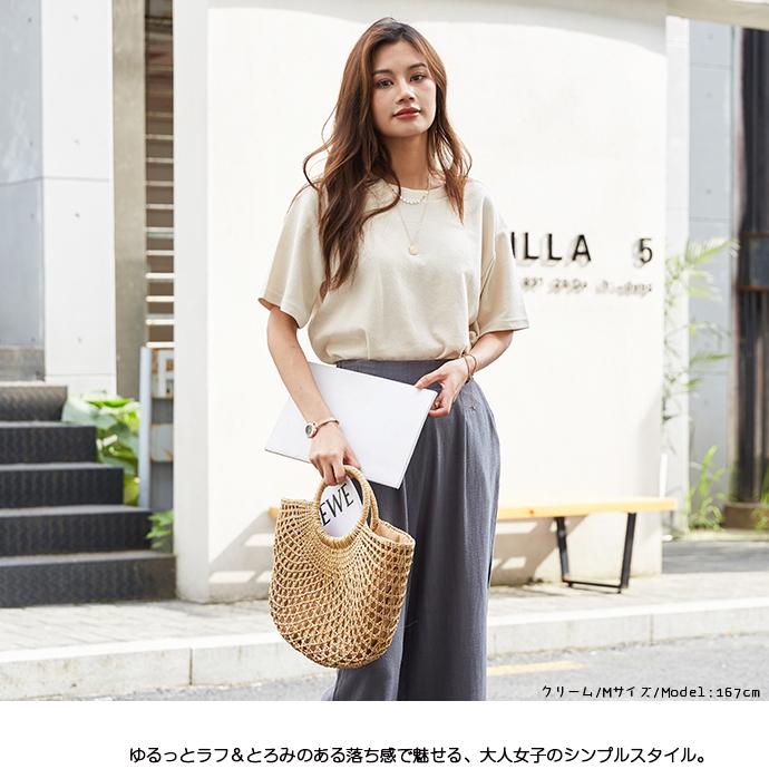 定番 吸汗 半袖 Tシャツ サイトスリット  無地 クルーネック トップス UVカット 体型カバー レディース 綿 無地Tシャツ 半袖Tシャツ 162592 |  | 14