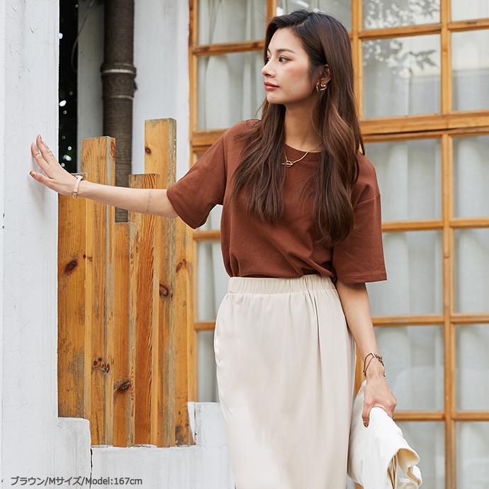 定番 吸汗 半袖 Tシャツ サイトスリット  無地 クルーネック トップス UVカット 体型カバー レディース 綿 無地Tシャツ 半袖Tシャツ 162592 |  | 15