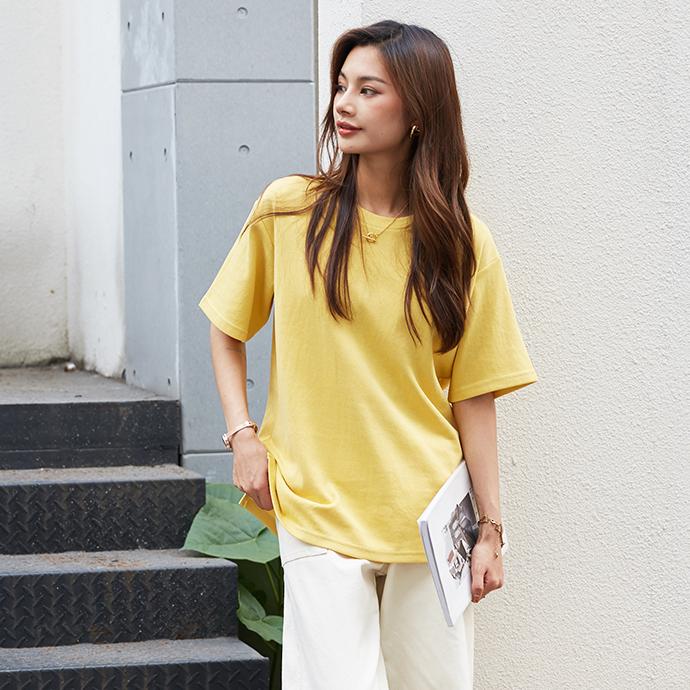 定番 吸汗 半袖 Tシャツ サイトスリット  無地 クルーネック トップス UVカット 体型カバー レディース 綿 無地Tシャツ 半袖Tシャツ 162592 |  | 16