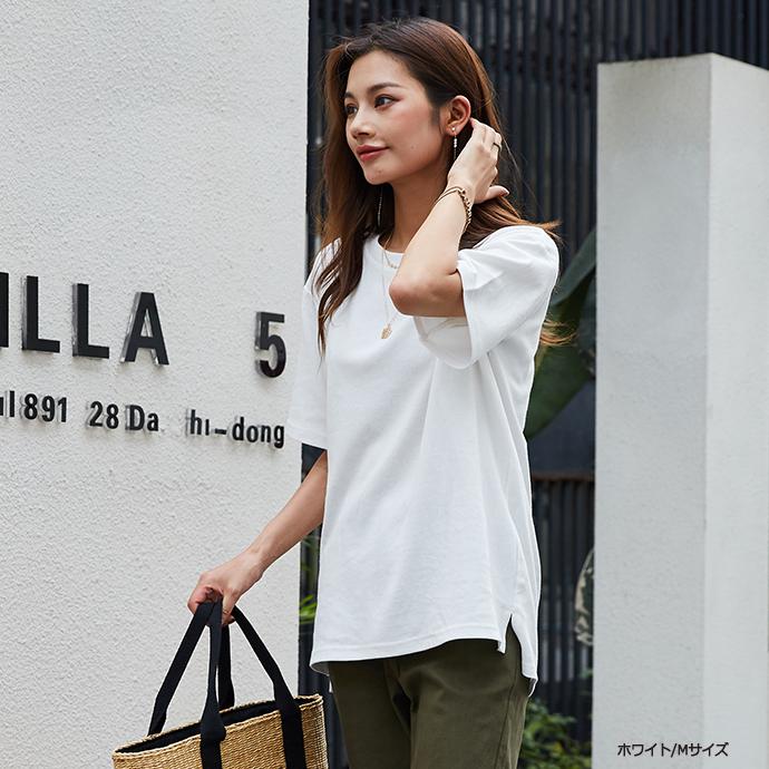 定番 吸汗 半袖 Tシャツ サイトスリット  無地 クルーネック トップス UVカット 体型カバー レディース 綿 無地Tシャツ 半袖Tシャツ 162592 |  | 18