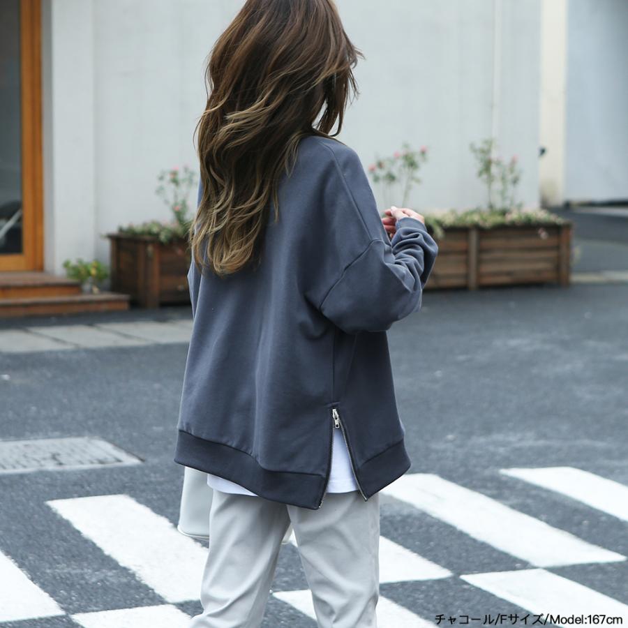 ZIP付き裏毛プルオーバー プルオーバー サイドZIP トレーナー スウェット 無地 パーカー スリット 秋 冬 レディース162597 |  | 11