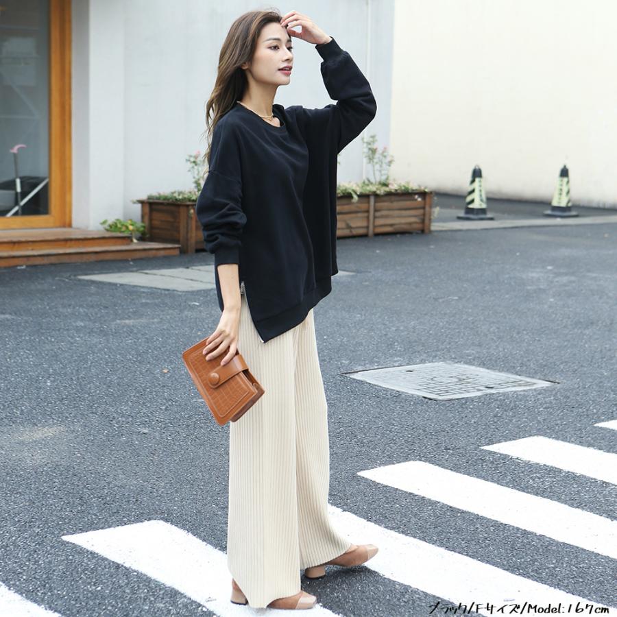 ZIP付き裏毛プルオーバー プルオーバー サイドZIP トレーナー スウェット 無地 パーカー スリット 秋 冬 レディース162597 |  | 17