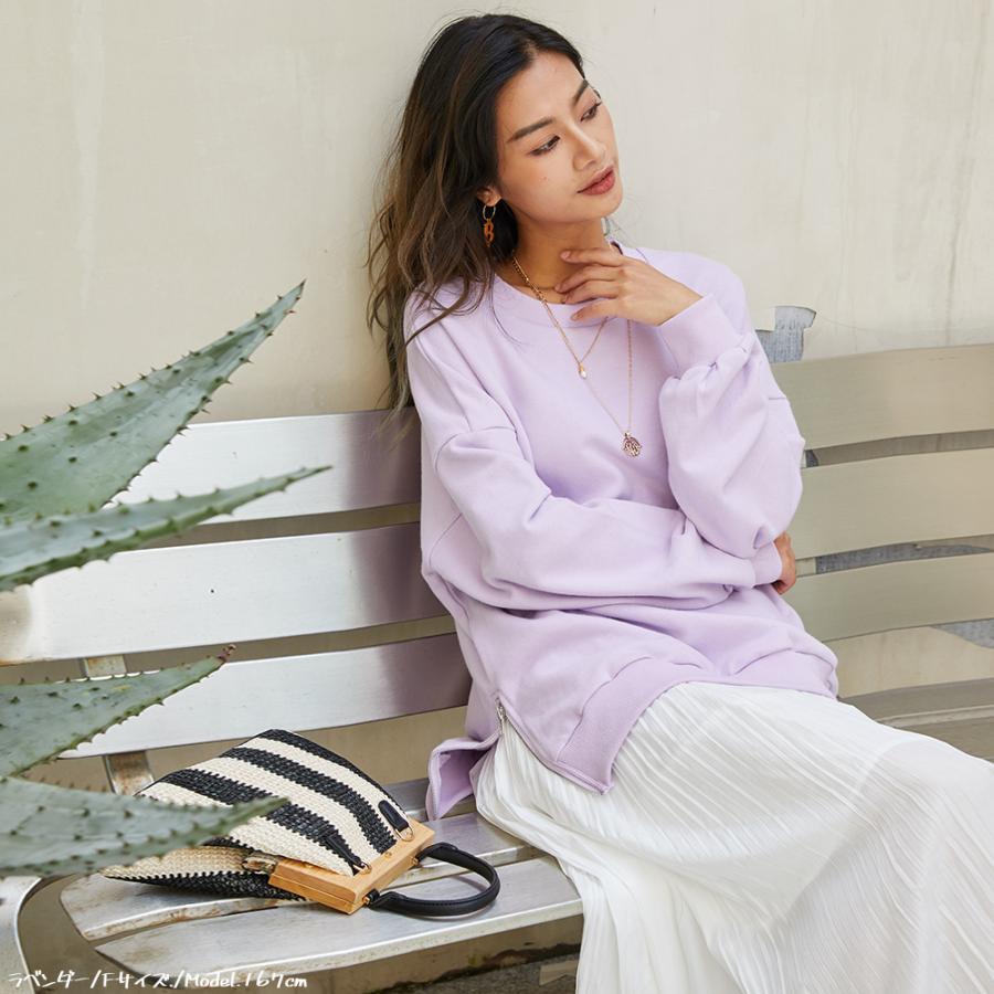 ZIP付き裏毛プルオーバー プルオーバー サイドZIP トレーナー スウェット 無地 パーカー スリット 秋 冬 レディース162597 |  | 04