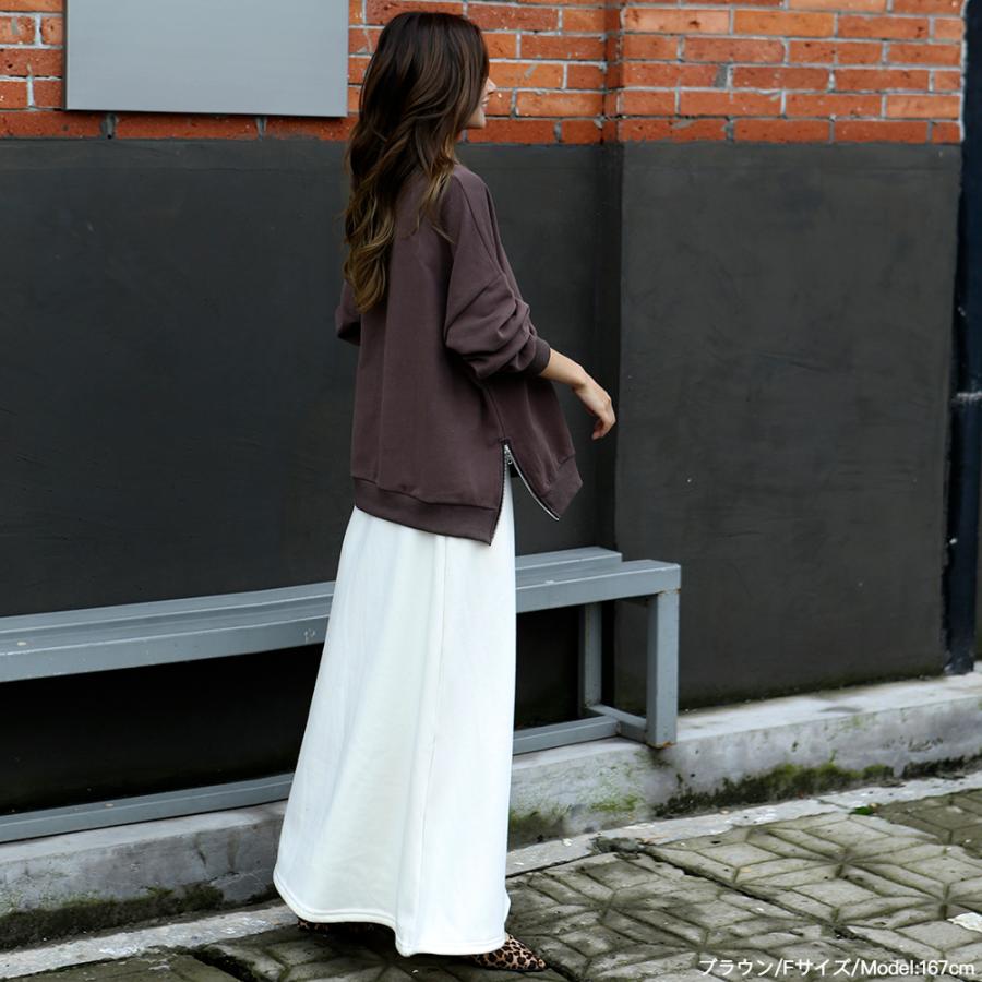 ZIP付き裏毛プルオーバー プルオーバー サイドZIP トレーナー スウェット 無地 パーカー スリット 秋 冬 レディース162597 |  | 09