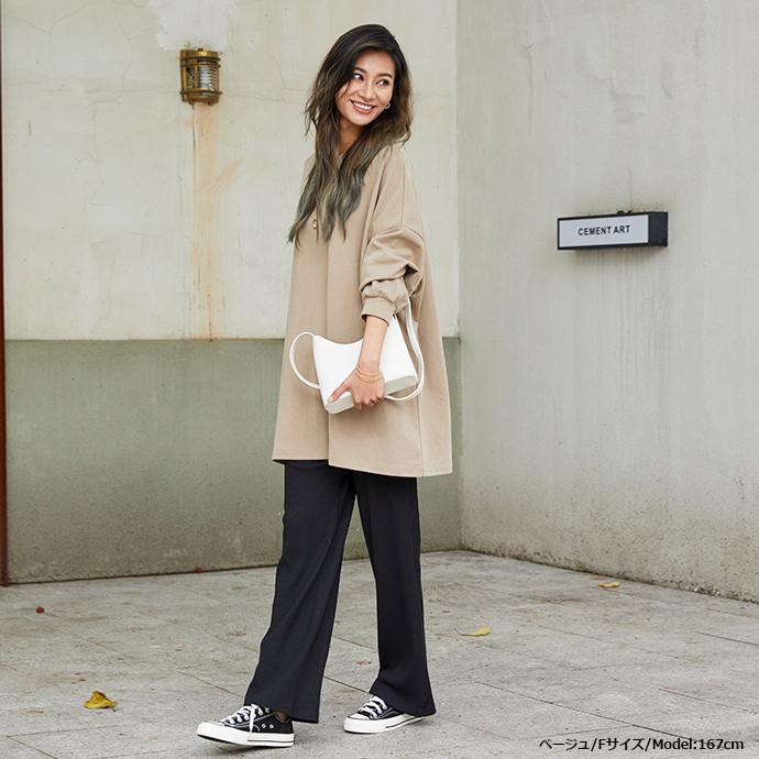 ボリューム袖 ゆったりプルオーバー レディース トレーナー スウェット 長袖 トップス チュニック 体型カバー オーバーサイズ 162598 |  | 11