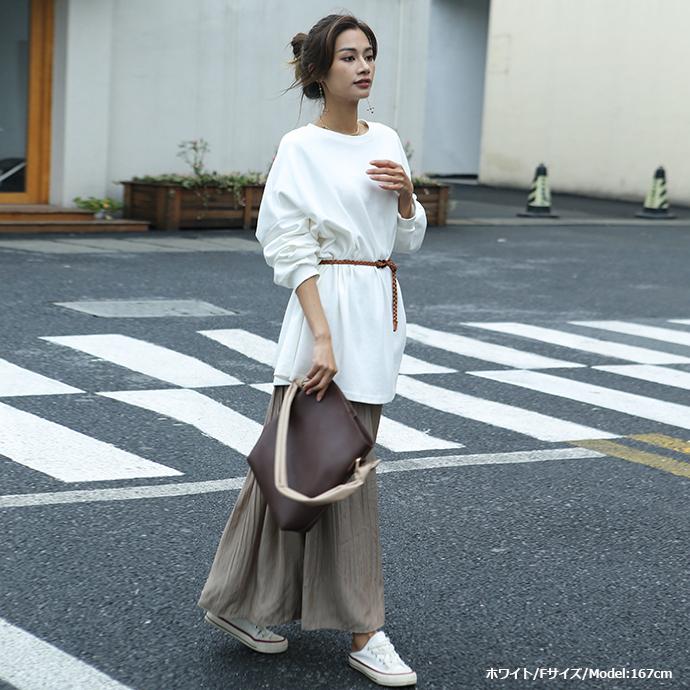 ボリューム袖 ゆったりプルオーバー レディース トレーナー スウェット 長袖 トップス チュニック 体型カバー オーバーサイズ 162598 |  | 14