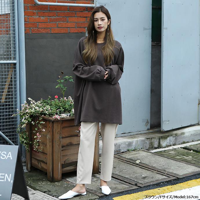 ボリューム袖 ゆったりプルオーバー レディース トレーナー スウェット 長袖 トップス チュニック 体型カバー オーバーサイズ 162598 |  | 20